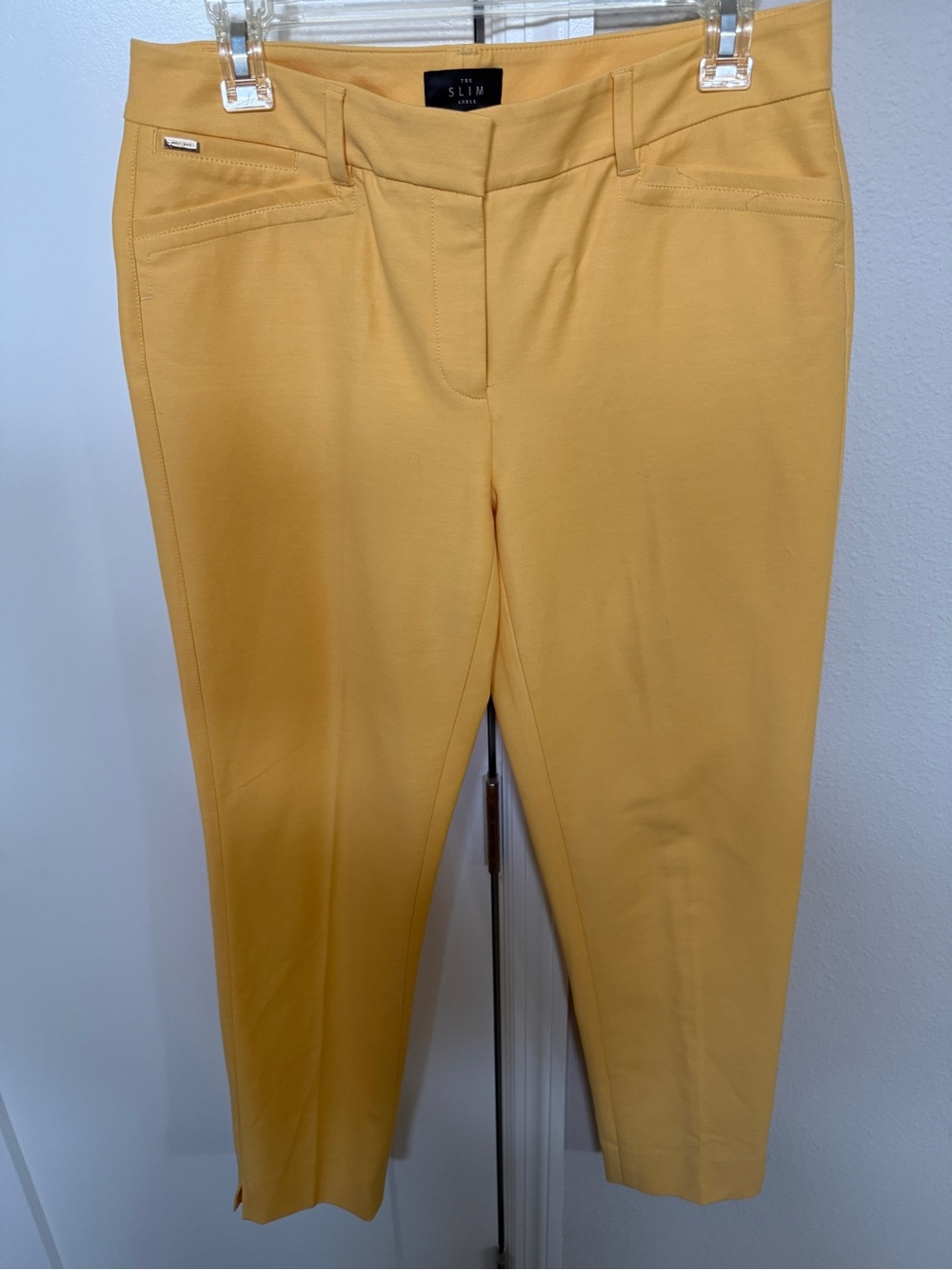 White House Black Market Slim Cropped Pants in Mustard Yellow